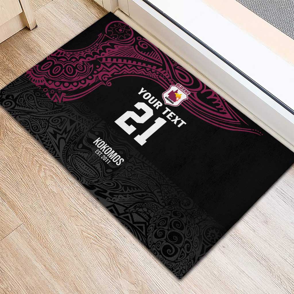 Queensland Papua New Guinea Custom Rubber Doormat All Black Pacific PNG Tribal Style