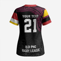 Queensland Papua New Guinea Custom Scrub Top All Black Pacific PNG Tribal Style - Polynesian Pride