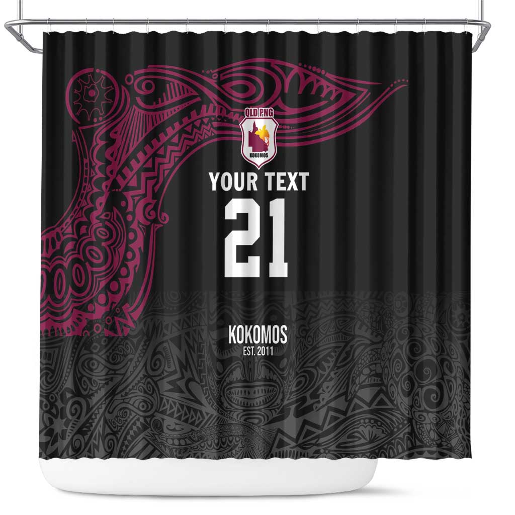 Queensland Papua New Guinea Custom Shower Curtain All Black Pacific PNG Tribal Style