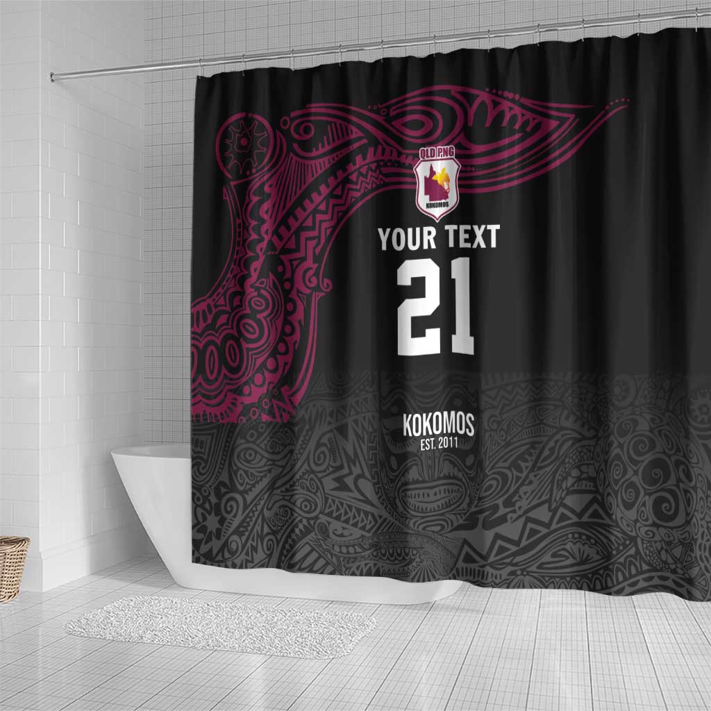 Queensland Papua New Guinea Custom Shower Curtain All Black Pacific PNG Tribal Style