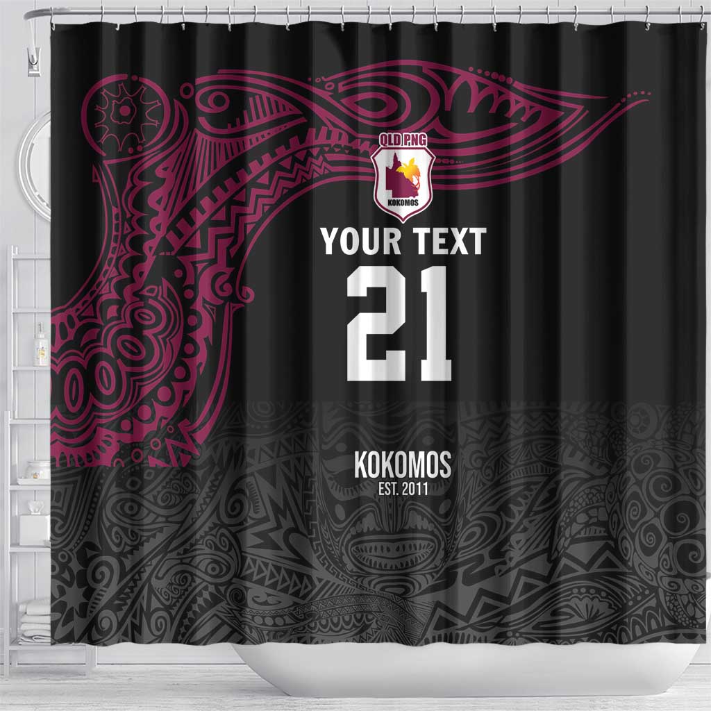 Queensland Papua New Guinea Custom Shower Curtain All Black Pacific PNG Tribal Style