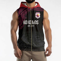 Queensland Papua New Guinea Custom Sleeveless Zip Hoodie All Black Pacific PNG Tribal Style - Polynesian Pride