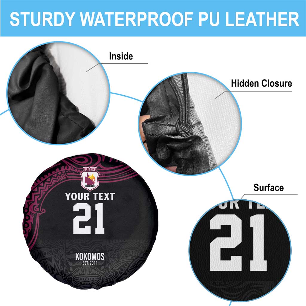 Queensland Papua New Guinea Custom Spare Tire Cover All Black Pacific PNG Tribal Style LT9 - Polynesian Pride