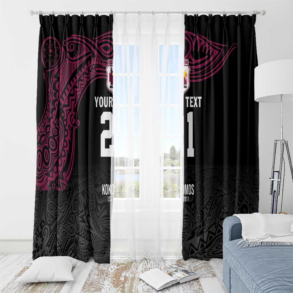 Queensland Papua New Guinea Custom Window Curtain All Black Pacific PNG Tribal Style
