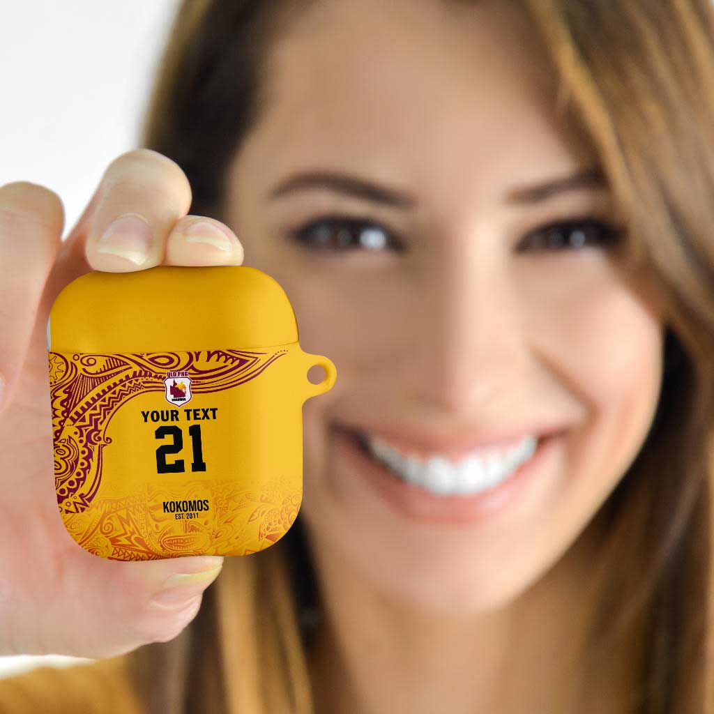 Queensland Papua New Guinea Custom AirPods Case All Gold Pacific PNG Tribal Style - Polynesian Pride