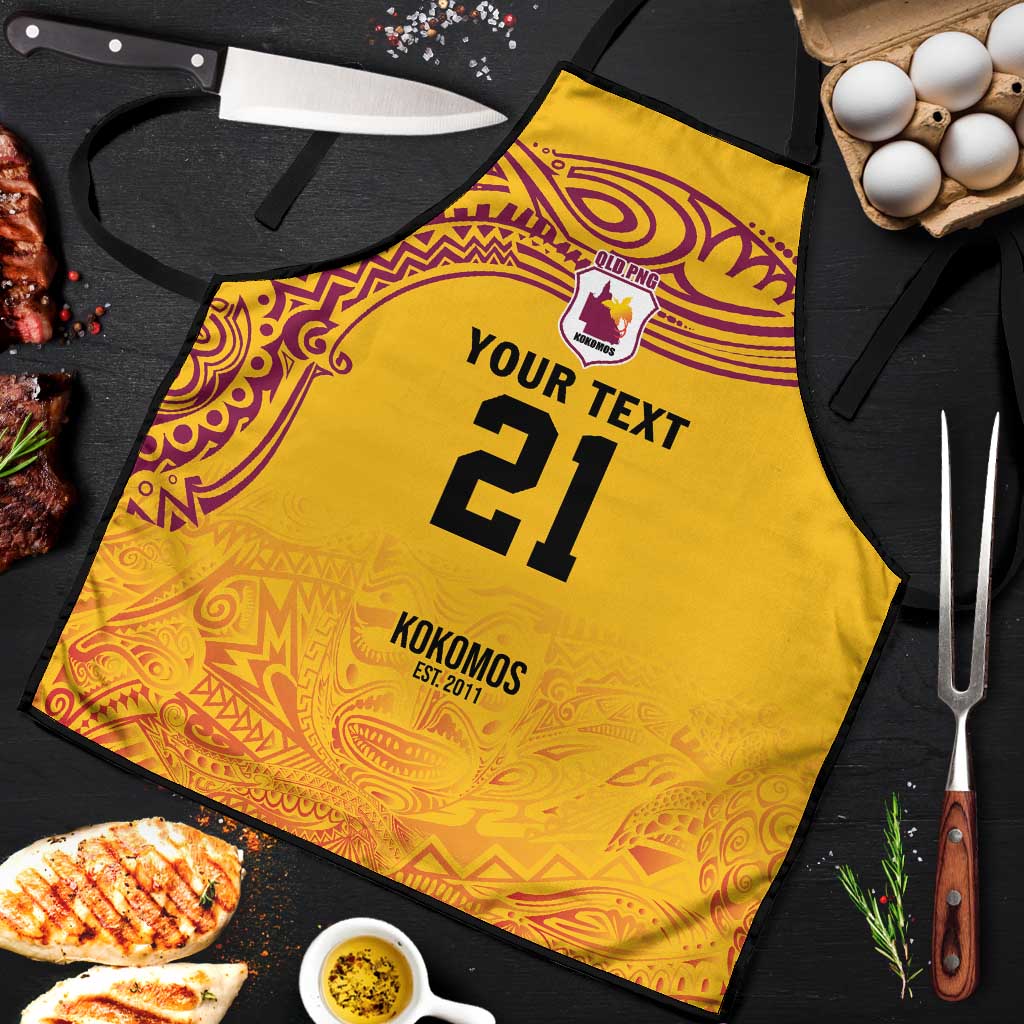 Queensland Papua New Guinea Custom Apron All Gold Pacific PNG Tribal Style - Polynesian Pride