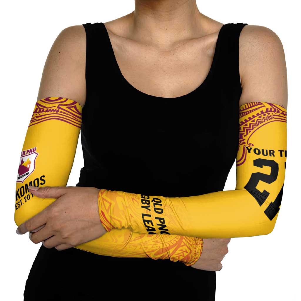 Queensland Papua New Guinea Custom Arm Sleeves All Gold Pacific PNG Tribal Style - Polynesian Pride