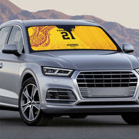 Queensland Papua New Guinea Custom Auto Sun Shade All Gold Pacific PNG Tribal Style - Polynesian Pride