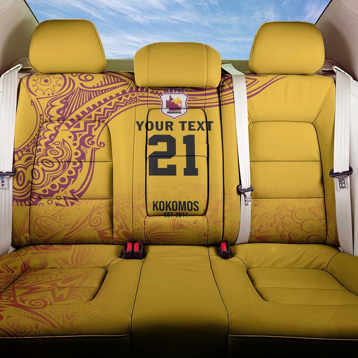 Queensland Papua New Guinea Custom Back Car Seat Cover All Gold Pacific PNG Tribal Style