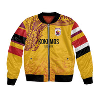 Queensland Papua New Guinea Custom Bomber Jacket All Gold Pacific PNG Tribal Style LT9 Unisex Gold - Polynesian Pride