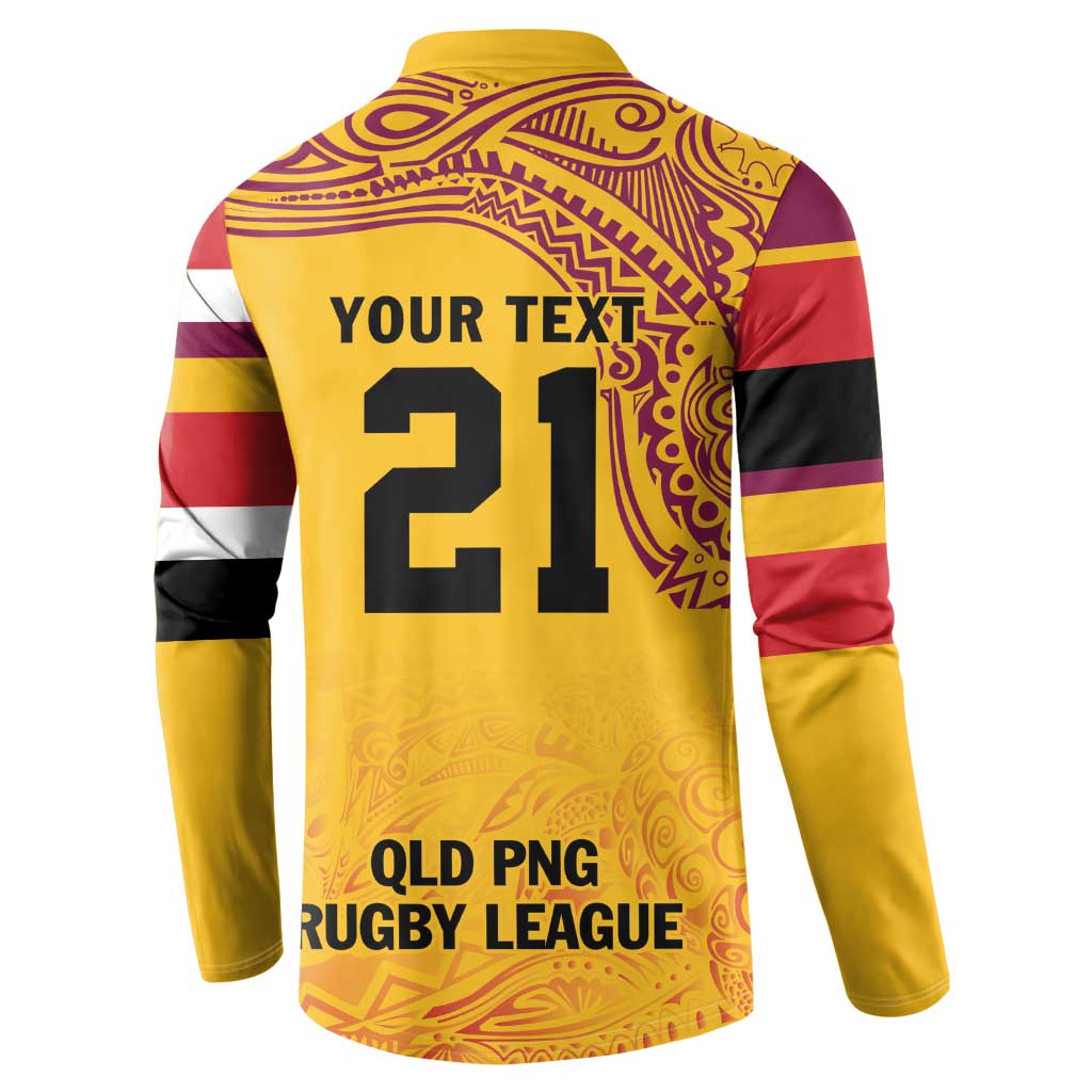 Queensland Papua New Guinea Custom Button Sweatshirt All Gold Pacific PNG Tribal Style