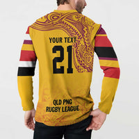 Queensland Papua New Guinea Custom Button Sweatshirt All Gold Pacific PNG Tribal Style