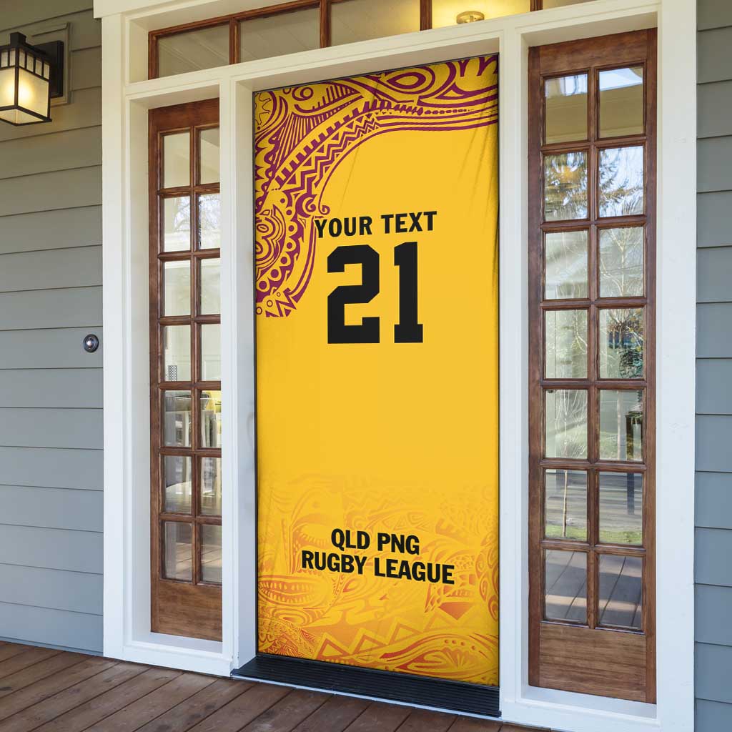 Queensland Papua New Guinea Custom Door Cover All Gold Pacific PNG Tribal Style - Polynesian Pride