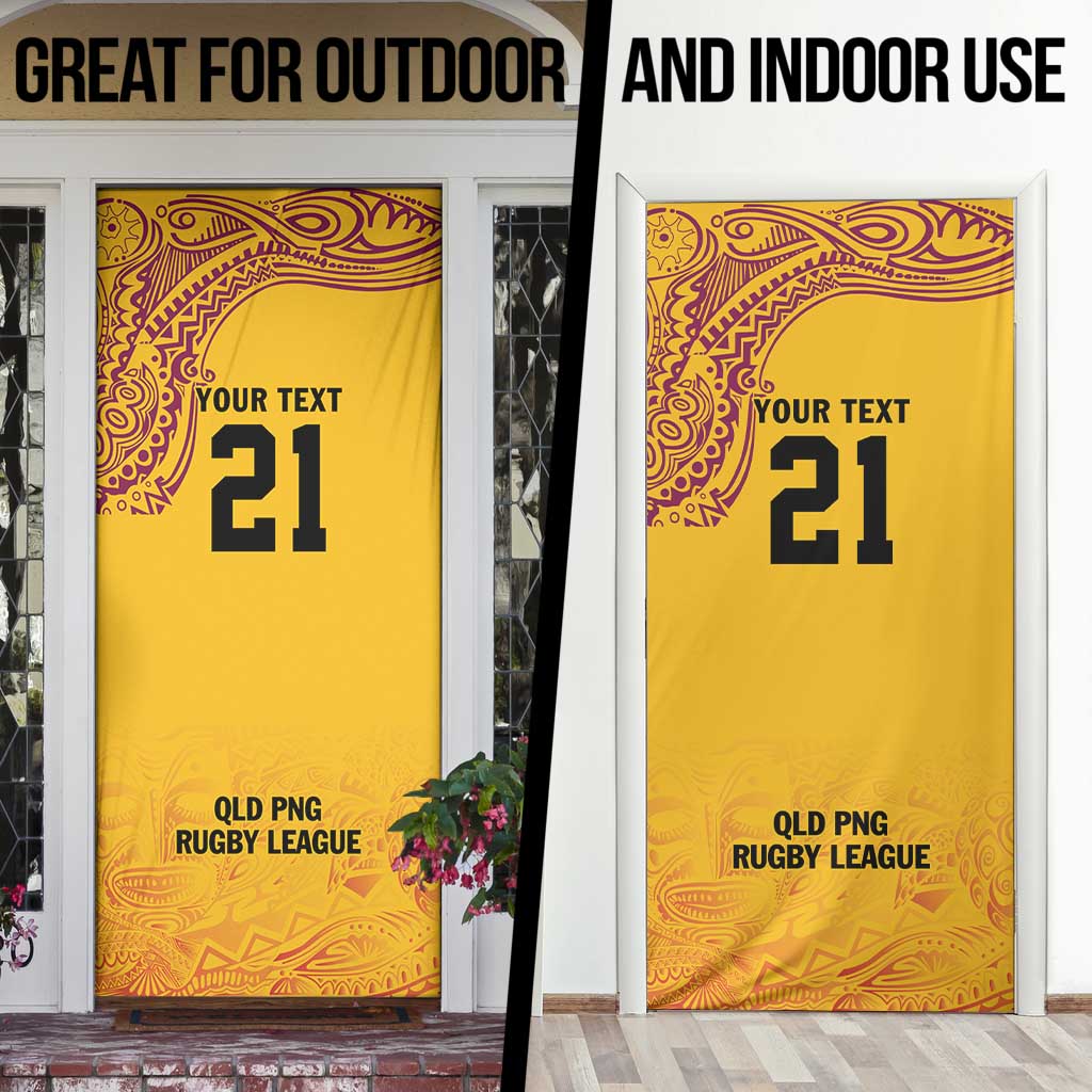 Queensland Papua New Guinea Custom Door Cover All Gold Pacific PNG Tribal Style - Polynesian Pride