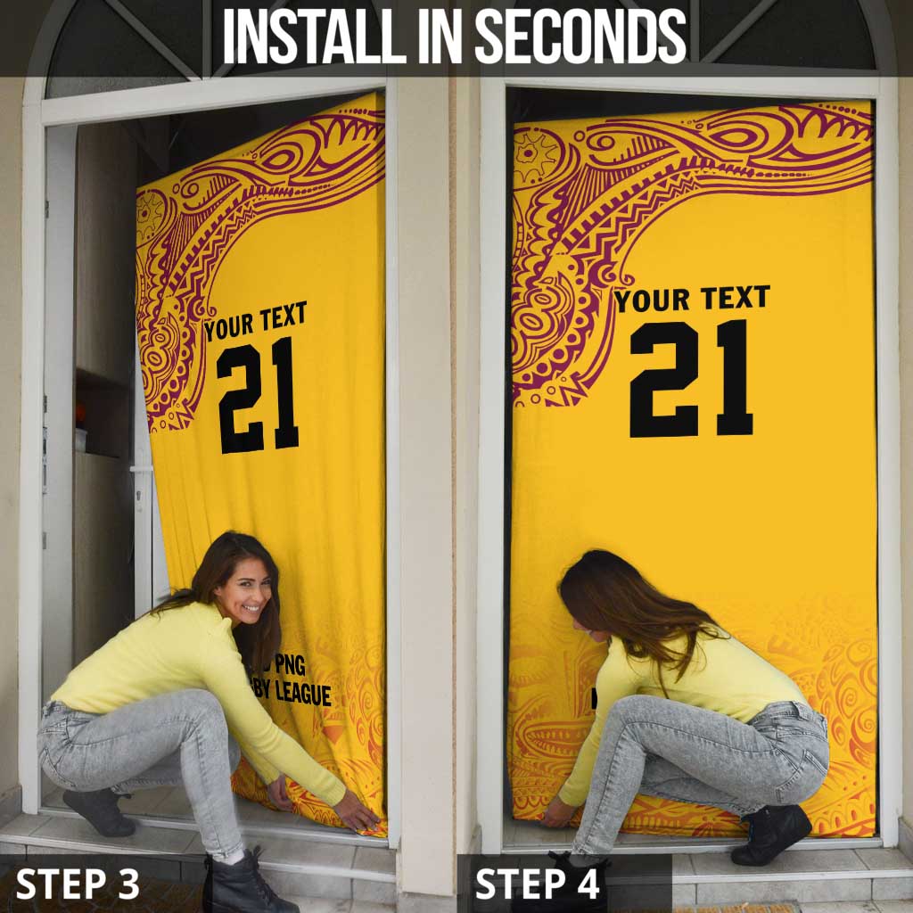 Queensland Papua New Guinea Custom Door Cover All Gold Pacific PNG Tribal Style - Polynesian Pride