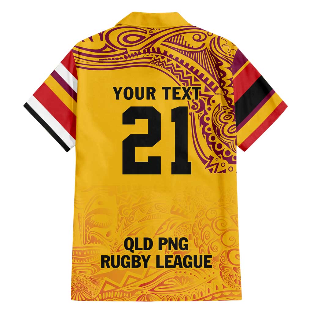 Queensland Papua New Guinea Custom Family Matching Puletasi and Hawaiian Shirt All Gold Pacific PNG Tribal Style