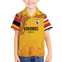 Queensland Papua New Guinea Custom Family Matching Short Sleeve Bodycon Dress and Hawaiian Shirt All Gold Pacific PNG Tribal Style