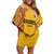 Queensland Papua New Guinea Custom Off Shoulder Short Dress All Gold Pacific PNG Tribal Style