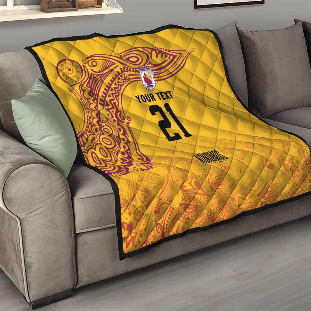 Queensland Papua New Guinea Custom Quilt All Gold Pacific PNG Tribal Style