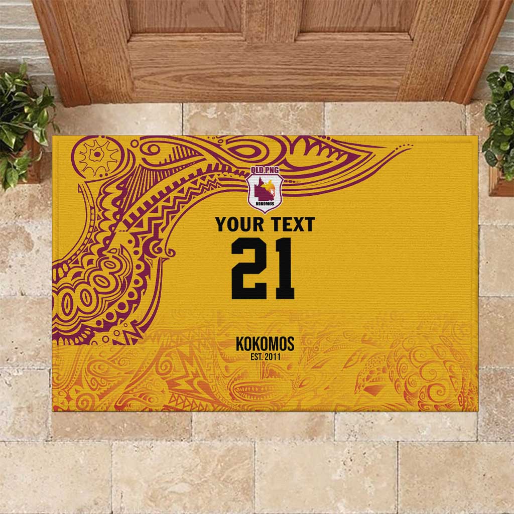 Queensland Papua New Guinea Custom Rubber Doormat All Gold Pacific PNG Tribal Style LT9 Gold - Polynesian Pride