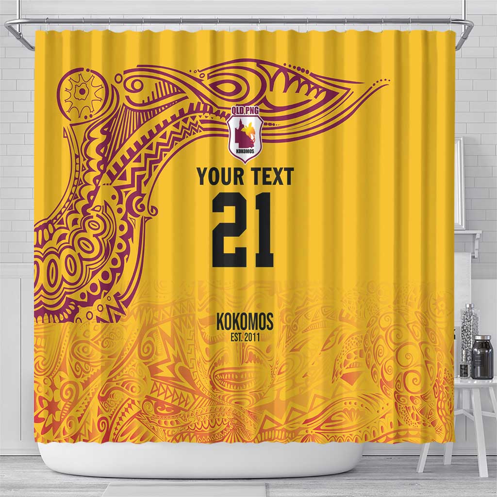Queensland Papua New Guinea Custom Shower Curtain All Gold Pacific PNG Tribal Style