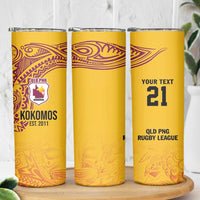 Queensland Papua New Guinea Custom Skinny Tumbler All Gold Pacific PNG Tribal Style
