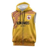Queensland Papua New Guinea Custom Sleeveless Zip Hoodie All Gold Pacific PNG Tribal Style - Polynesian Pride