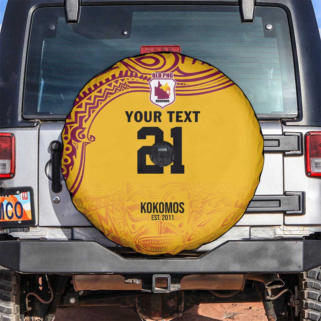 Queensland Papua New Guinea Custom Spare Tire Cover All Gold Pacific PNG Tribal Style LT9 Gold - Polynesian Pride