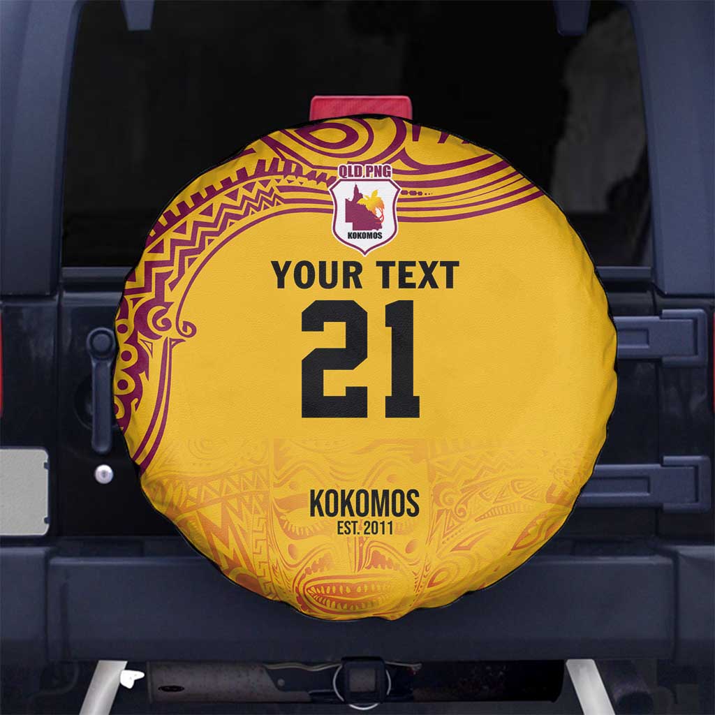 Queensland Papua New Guinea Custom Spare Tire Cover All Gold Pacific PNG Tribal Style LT9 No hole Gold - Polynesian Pride