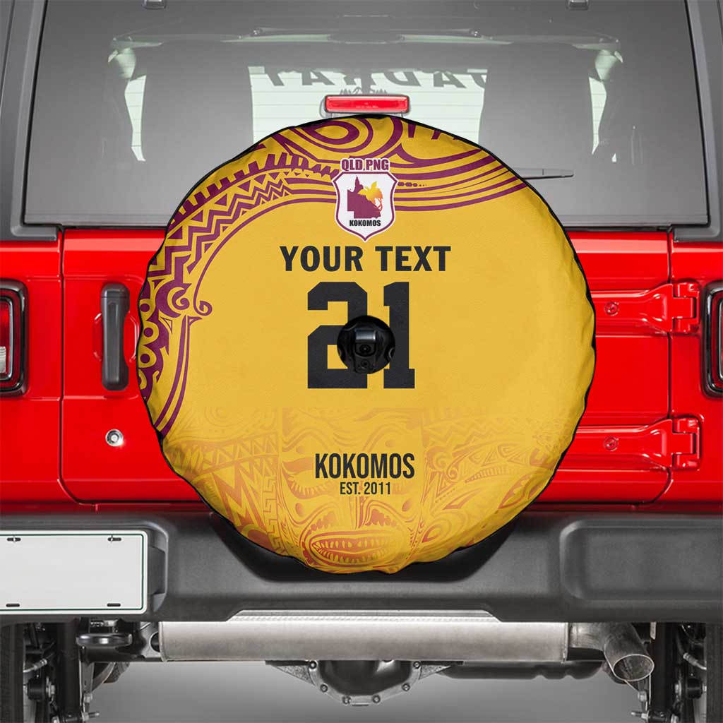 Queensland Papua New Guinea Custom Spare Tire Cover All Gold Pacific PNG Tribal Style LT9 - Polynesian Pride