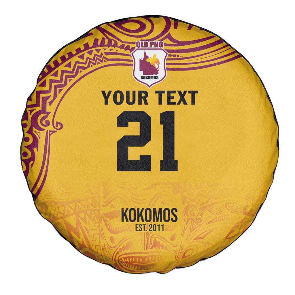 Queensland Papua New Guinea Custom Spare Tire Cover All Gold Pacific PNG Tribal Style LT9 - Polynesian Pride