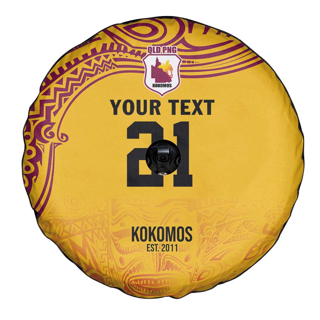 Queensland Papua New Guinea Custom Spare Tire Cover All Gold Pacific PNG Tribal Style LT9 - Polynesian Pride
