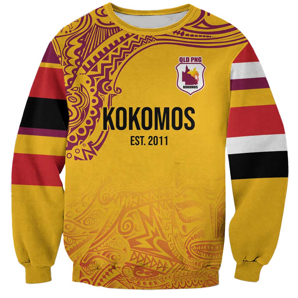 Queensland Papua New Guinea Custom Sweatshirt All Gold Pacific PNG Tribal Style LT9 Unisex Gold - Polynesian Pride