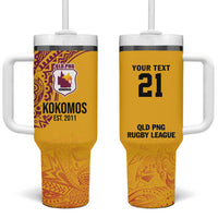 Queensland Papua New Guinea Custom Tumbler With Handle All Gold Pacific PNG Tribal Style