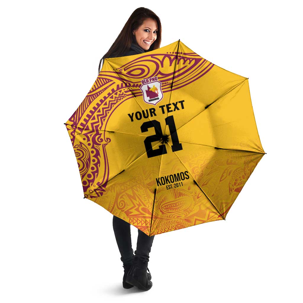 Queensland Papua New Guinea Custom Umbrella All Gold Pacific PNG Tribal Style - Polynesian Pride