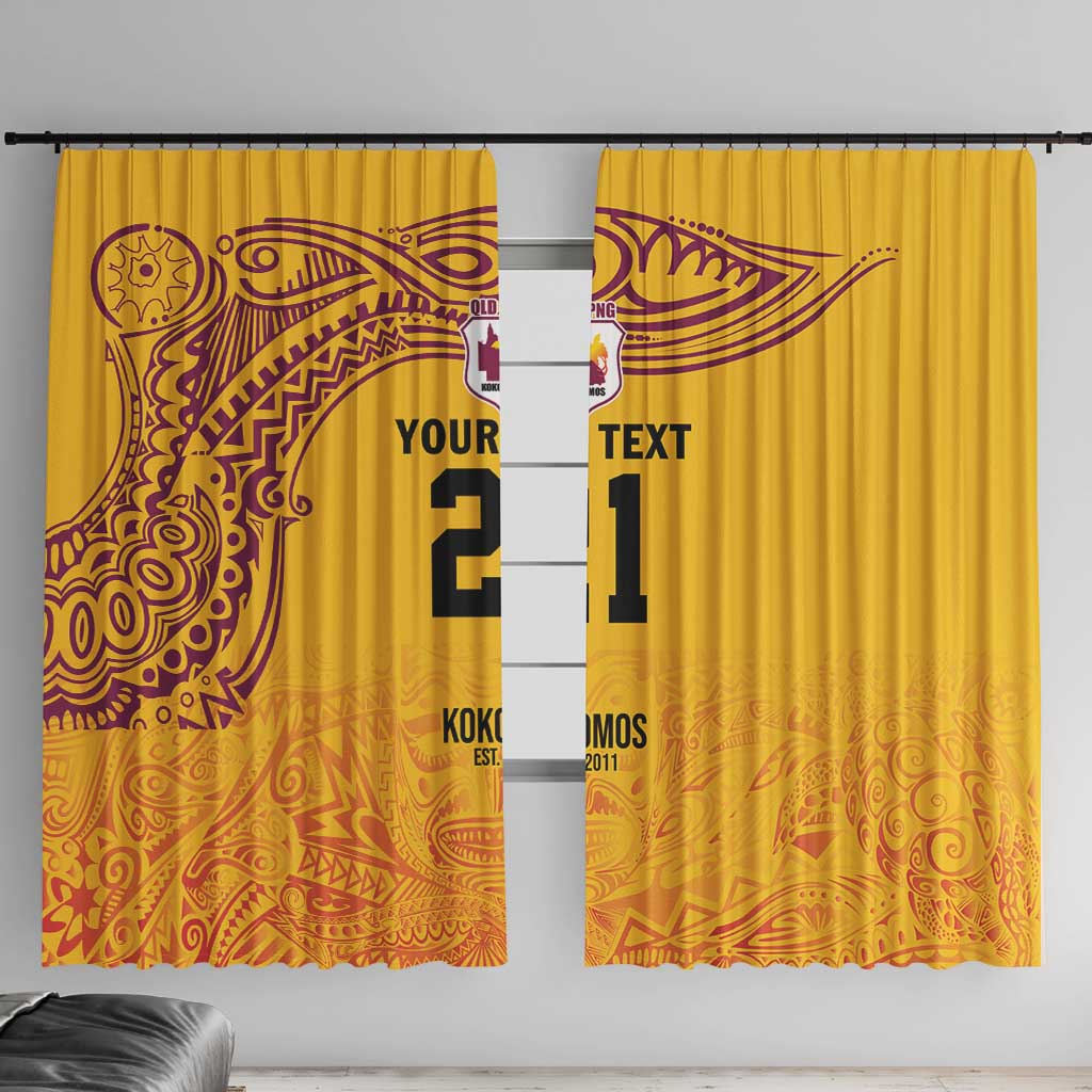 Queensland Papua New Guinea Custom Window Curtain All Gold Pacific PNG Tribal Style LT9 With Hooks Gold - Polynesian Pride