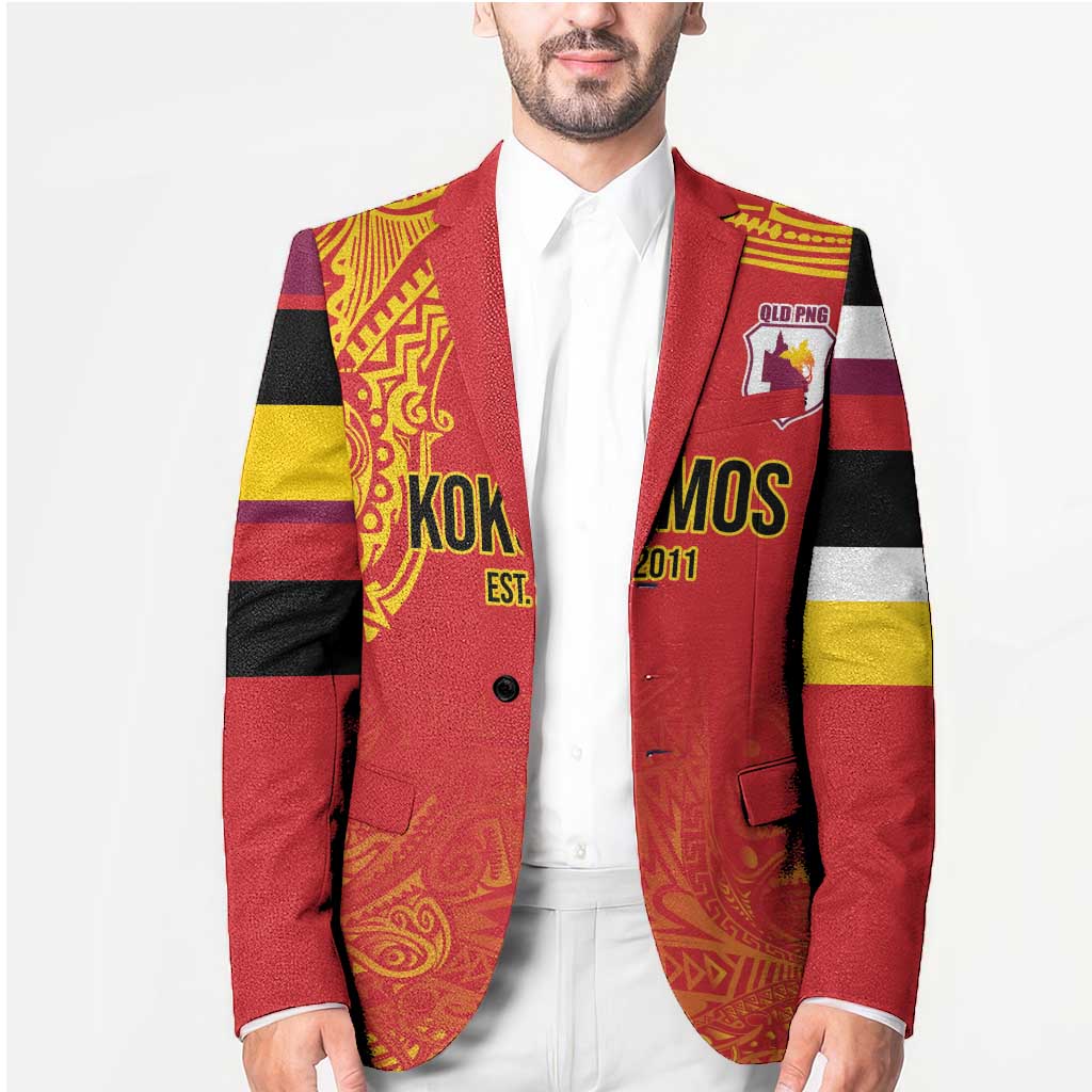 Queensland Papua New Guinea Custom Blazer All Red Pacific PNG Tribal Style - Polynesian Pride