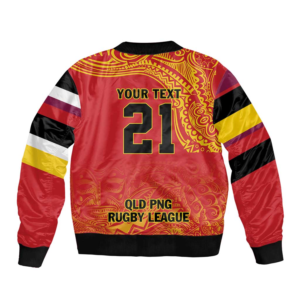 Queensland Papua New Guinea Custom Bomber Jacket All Red Pacific PNG Tribal Style LT9 - Polynesian Pride