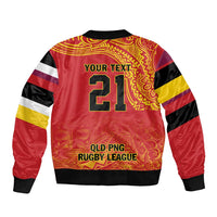 Queensland Papua New Guinea Custom Bomber Jacket All Red Pacific PNG Tribal Style LT9 - Polynesian Pride