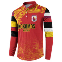 Queensland Papua New Guinea Custom Button Sweatshirt All Red Pacific PNG Tribal Style