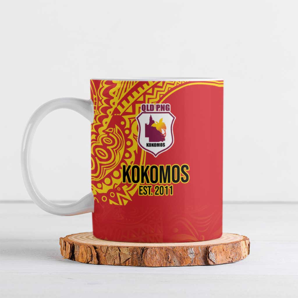 Queensland Papua New Guinea Custom Ceramic Mug All Red Pacific PNG Tribal Style - Polynesian Pride