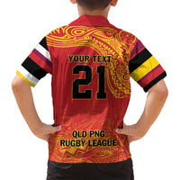 Queensland Papua New Guinea Custom Family Matching Long Sleeve Bodycon Dress and Hawaiian Shirt All Red Pacific PNG Tribal Style