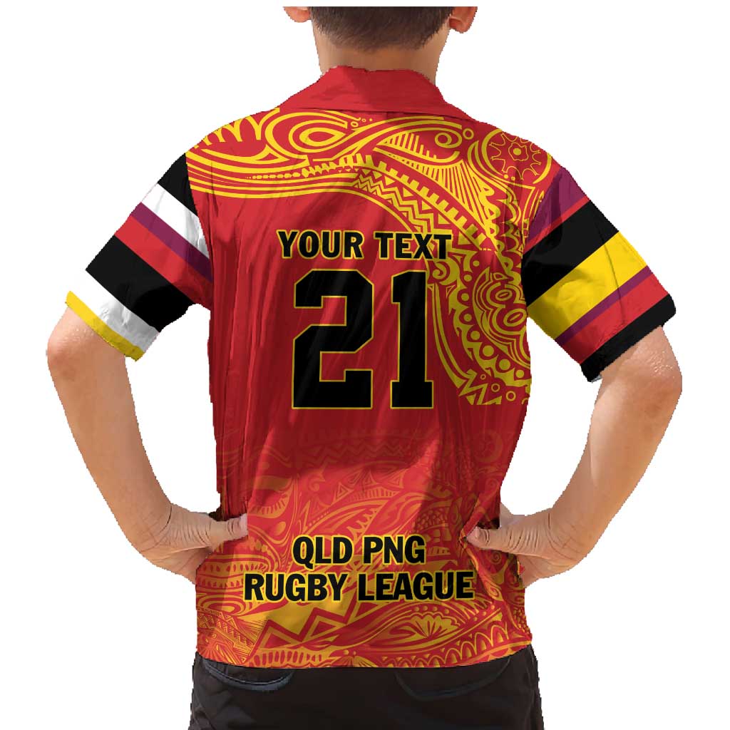 Queensland Papua New Guinea Custom Family Matching Mermaid Dress and Hawaiian Shirt All Red Pacific PNG Tribal Style