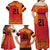 Queensland Papua New Guinea Custom Family Matching Off Shoulder Maxi Dress and Hawaiian Shirt All Red Pacific PNG Tribal Style