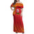Queensland Papua New Guinea Custom Family Matching Off Shoulder Maxi Dress and Hawaiian Shirt All Red Pacific PNG Tribal Style
