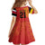 Queensland Papua New Guinea Custom Family Matching Off Shoulder Short Dress and Hawaiian Shirt All Red Pacific PNG Tribal Style