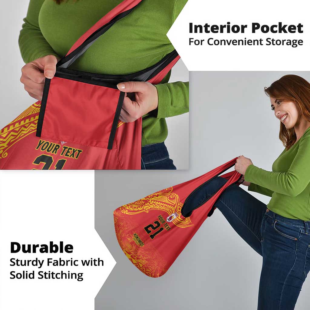 Queensland Papua New Guinea Custom Grocery Bag All Red Pacific PNG Tribal Style