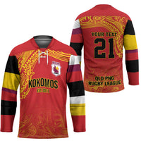 Queensland Papua New Guinea Custom Hockey Jersey All Red Pacific PNG Tribal Style - Polynesian Pride
