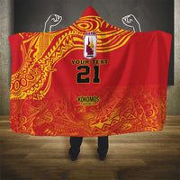 Queensland Papua New Guinea Custom Hooded Blanket All Red Pacific PNG Tribal Style