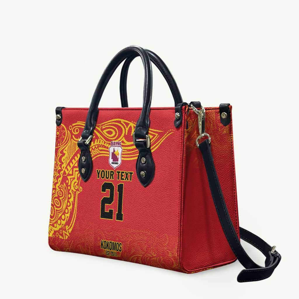 Queensland Papua New Guinea Custom Leather Bag All Red Pacific PNG Tribal Style - Polynesian Pride